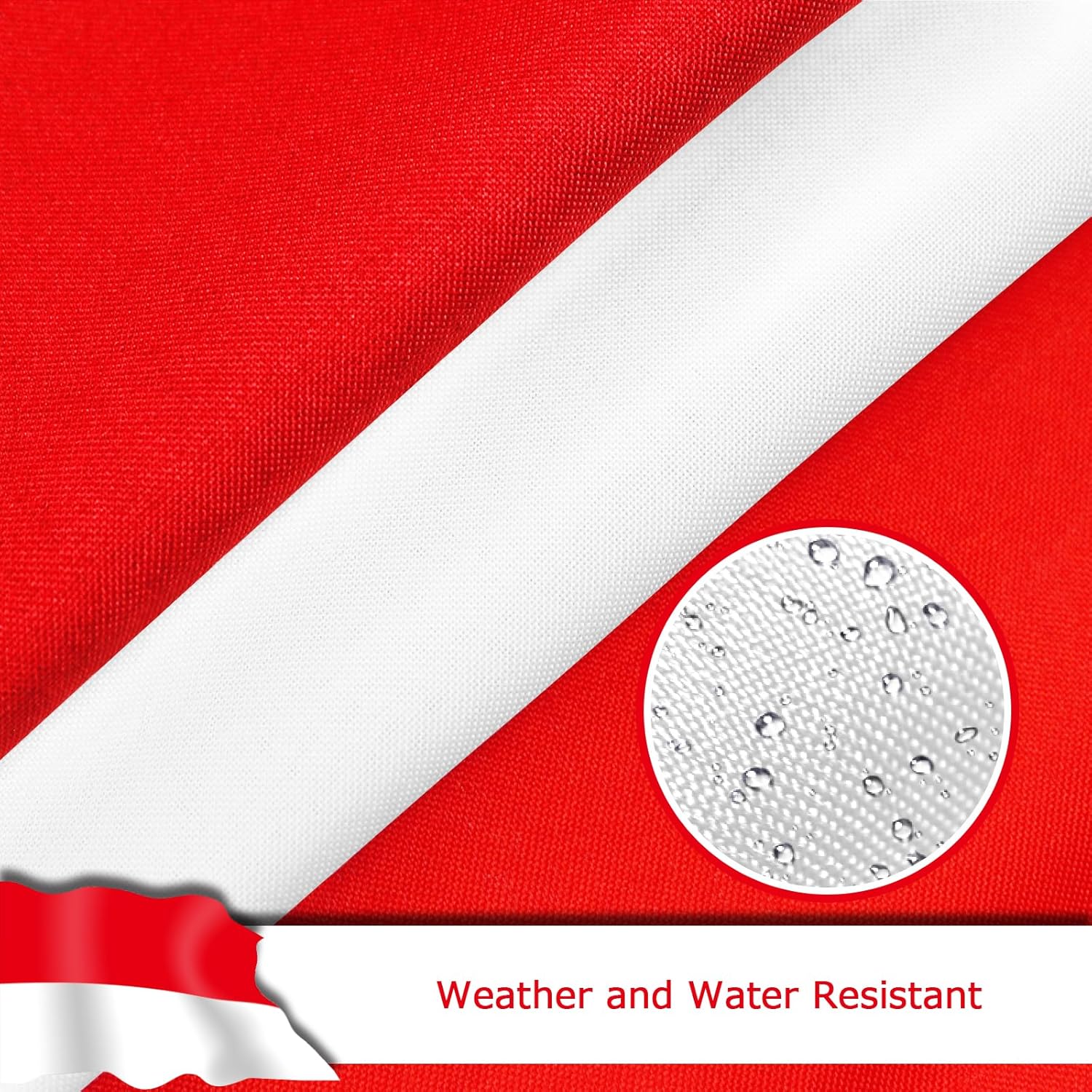 Indonesia Indonesian Flag for Outside, 400D Heavy Duty Polyester, Double-Sided Printing, Quadruple Stitched Fly Hem, Fade Resistant, 2 Brass Grommets