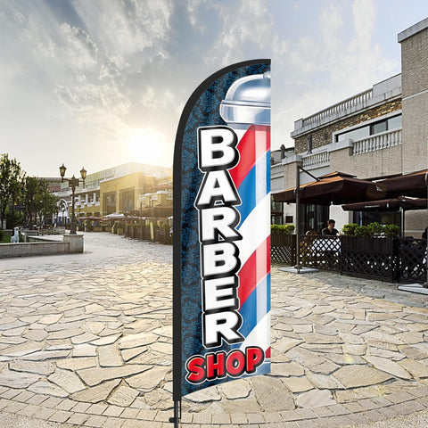 FSFLAG Barber Feather Flag Set: 8Ft Advertising Banner for Barbershop Business
