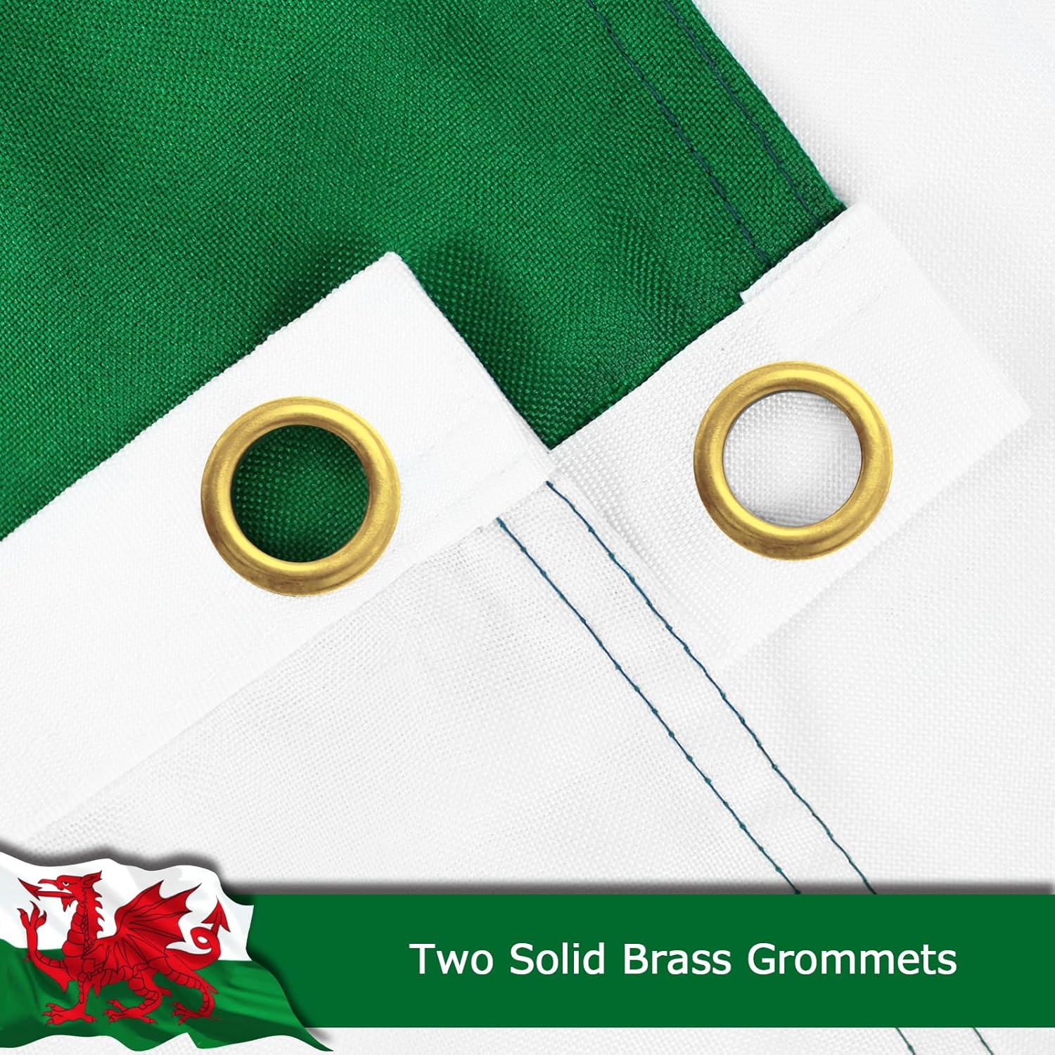 Wales Welsh Flag for Outside, 400D Heavy Duty Polyester, Double-Sided Printing, Quadruple Stitched Fly Hem, Fade Resistant, 2 Brass Grommets