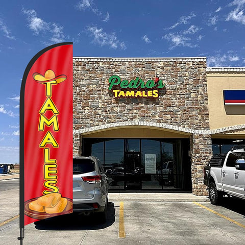 8ft Tamales Feather Flag Kit - Advertising Banner with Pole and Stake
