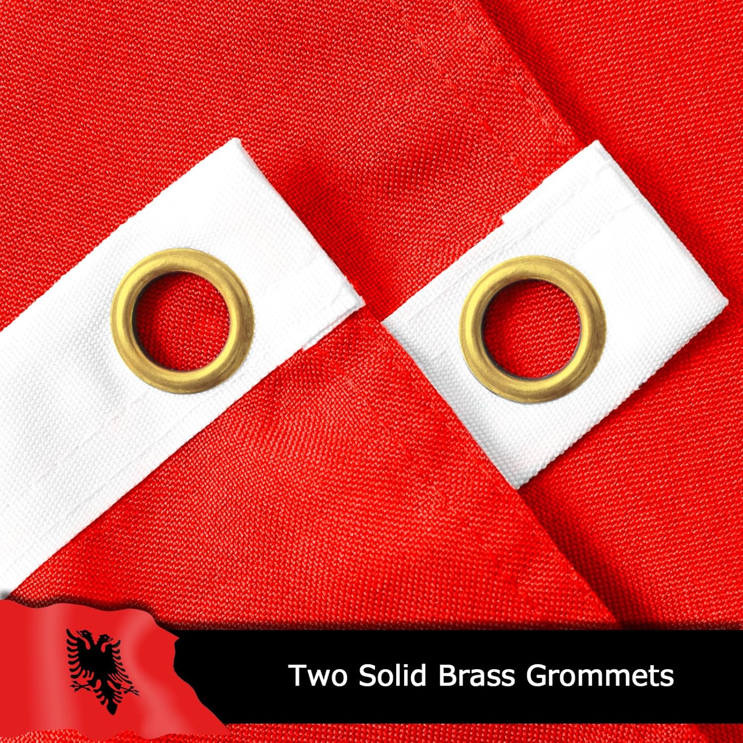 Albania Albanian Flag for Outside, 400D Heavy Duty Polyester, Double-Sided Printing, Quadruple Stitched Fly Hem, Fade Resistant, 2 Brass Grommets