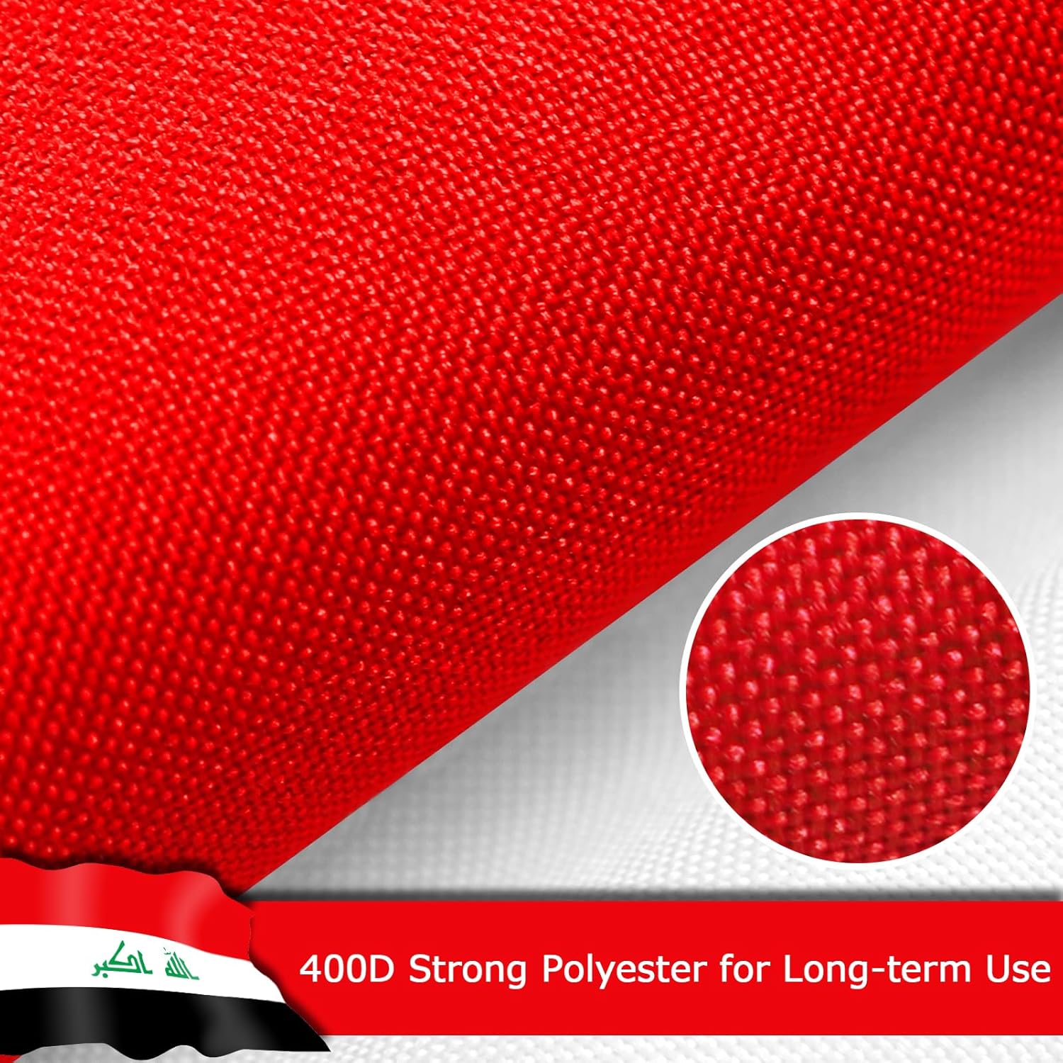 Iraq Iraqi Flag for Outside, 400D Heavy Duty Polyester, Double-Sided Printing, Quadruple Stitched Fly Hem, Fade Resistant, 2 Brass Grommets