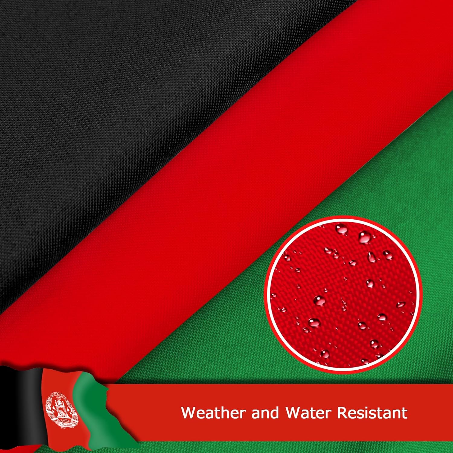 Afghanistan Afghan Flag for Outside, 400D Heavy Duty Polyester, Double-Sided Printing, Quadruple Stitched Fly Hem, Fade Resistant, 2 Brass Grommets