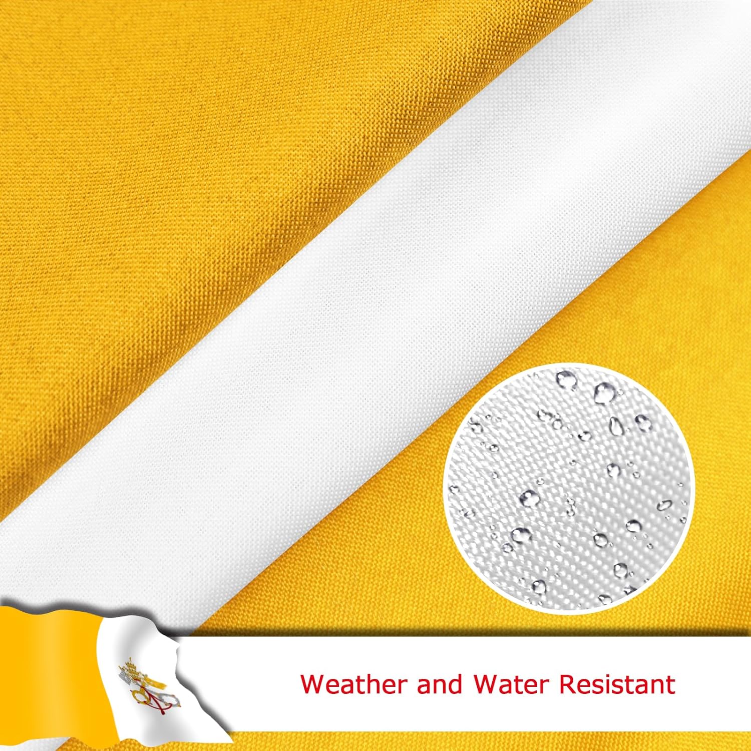 Vatican City Flag for Outside, 400D Heavy Duty Polyester, Double-Sided Printing, Quadruple Stitched Fly Hem, Fade Resistant, 2 Brass Grommets