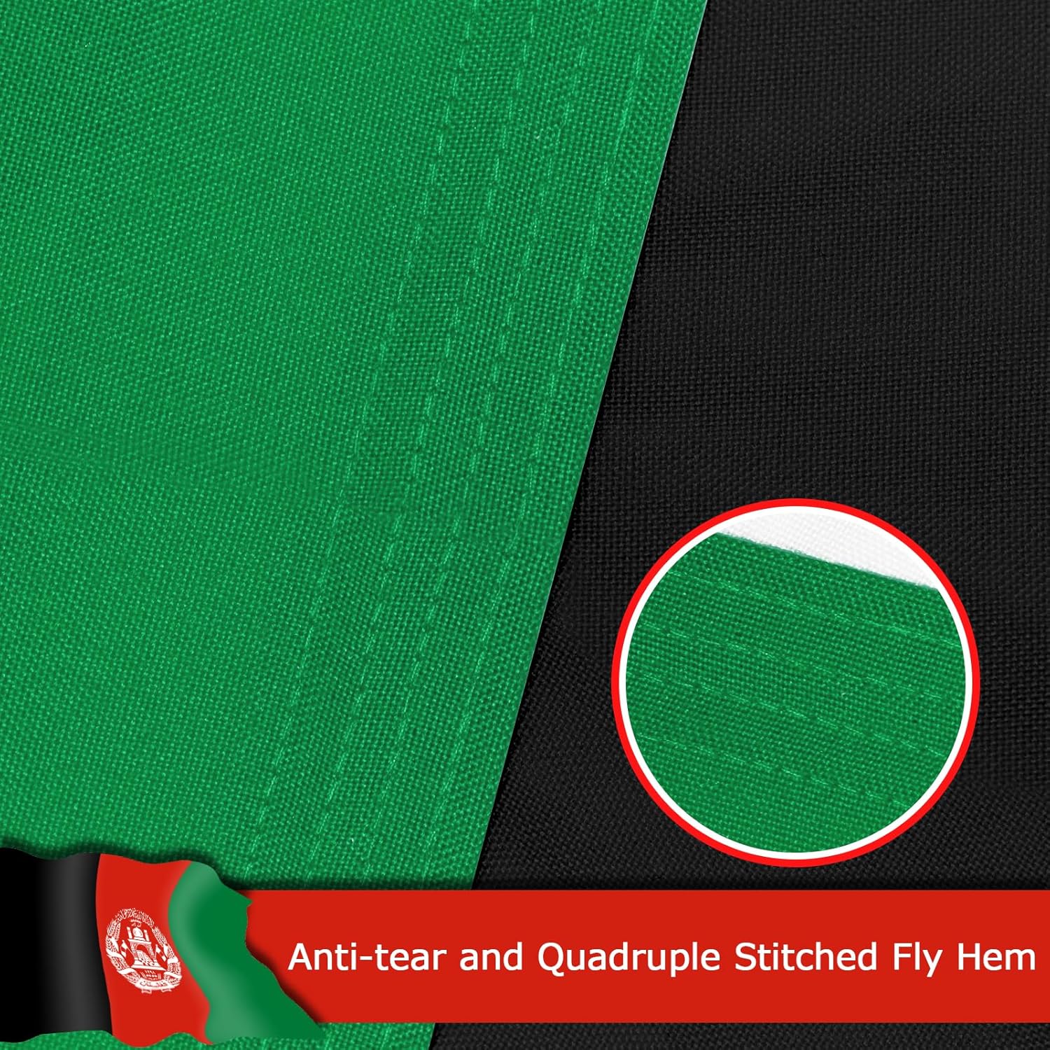 Afghanistan Afghan Flag for Outside, 400D Heavy Duty Polyester, Double-Sided Printing, Quadruple Stitched Fly Hem, Fade Resistant, 2 Brass Grommets