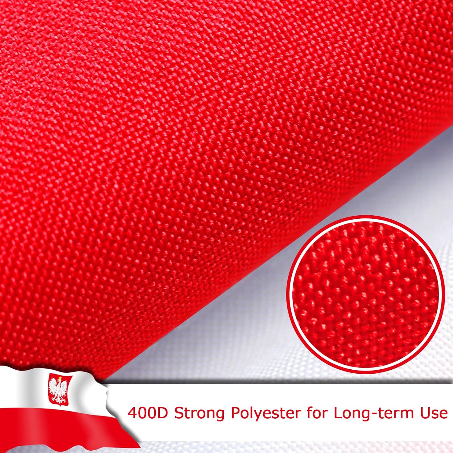Poland Polish Ensign Flag for Outside, 400D Heavy Duty Polyester, Double-Sided Printing, Quadruple Stitched Fly Hem, Fade Resistant, 2 Brass Grommets