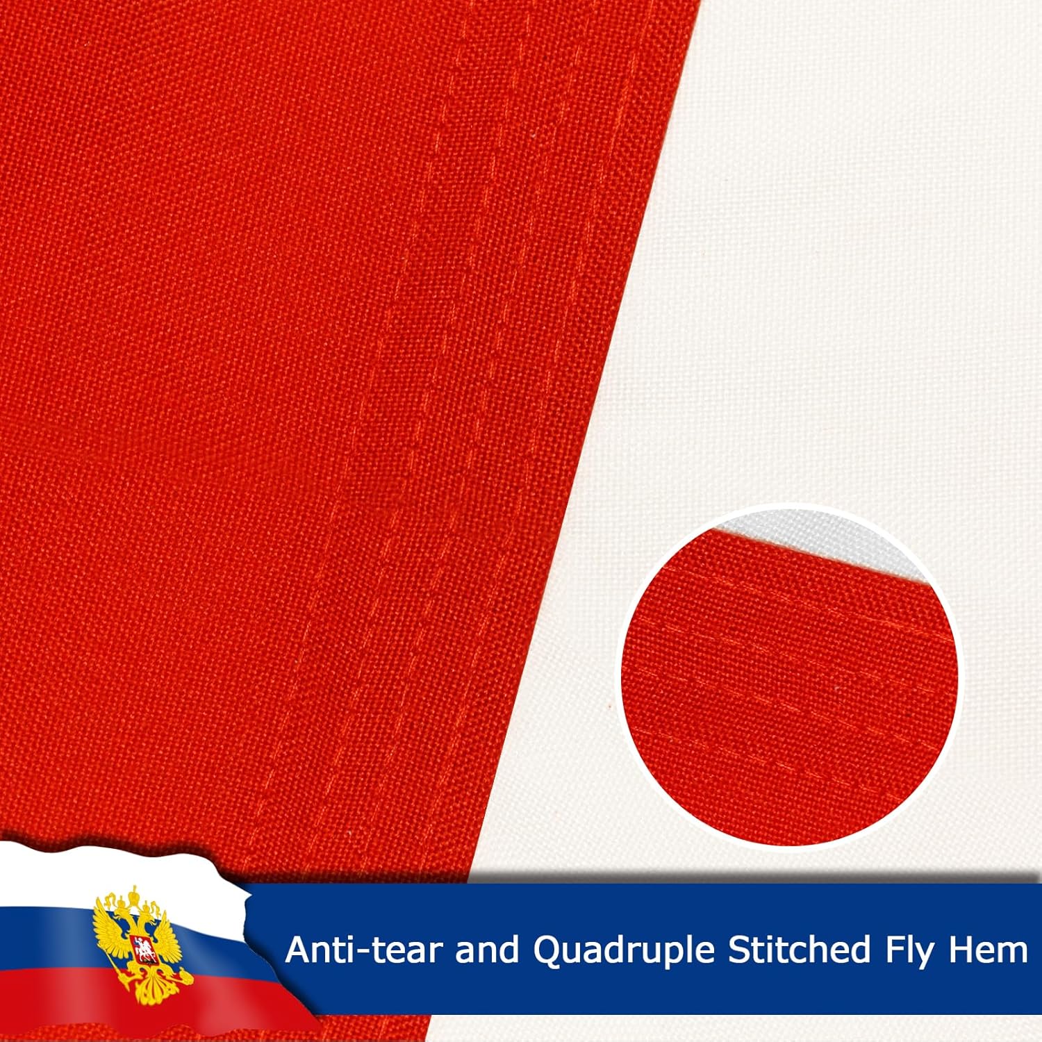 Russia Russian Ensign Flag for Outside, 400D Heavy Duty Polyester, Double-Sided Printing, Quadruple Stitched Fly Hem, Fade Resistant, 2 Brass Grommets