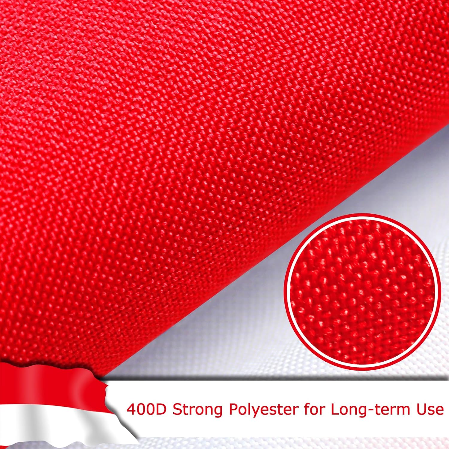 Indonesia Indonesian Flag for Outside, 400D Heavy Duty Polyester, Double-Sided Printing, Quadruple Stitched Fly Hem, Fade Resistant, 2 Brass Grommets