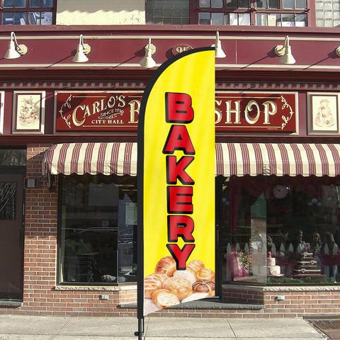 8ft Bakery Feather Flag Kit - Advertising Banner with Pole and Stake