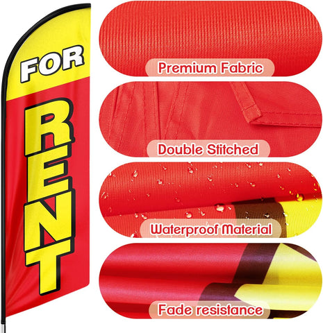 8ft For Rent Feather Flag - Promote Your Rental Business!