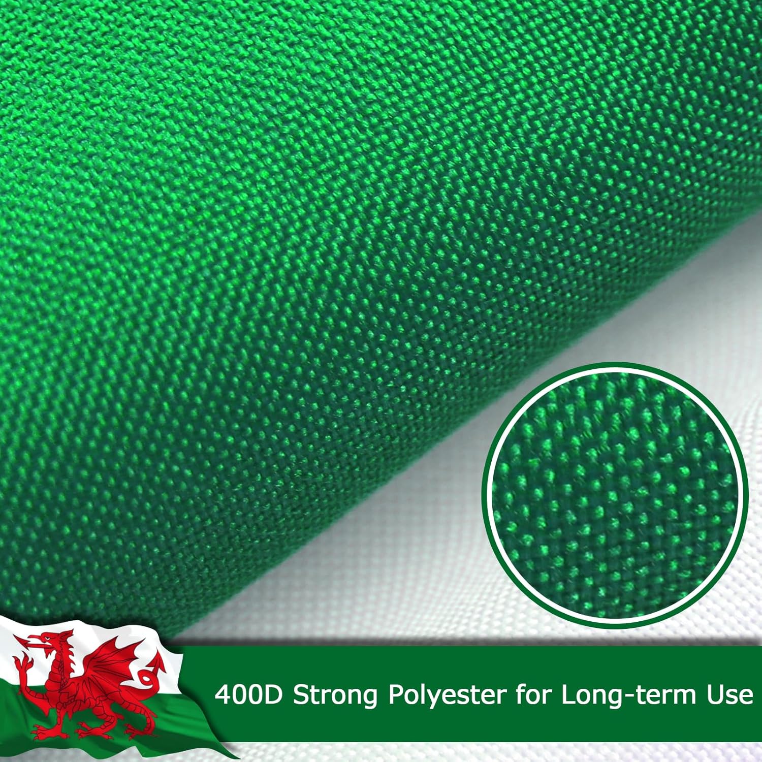 Wales Welsh Flag for Outside, 400D Heavy Duty Polyester, Double-Sided Printing, Quadruple Stitched Fly Hem, Fade Resistant, 2 Brass Grommets