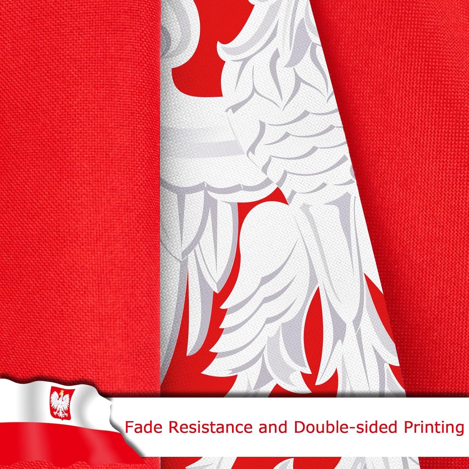 Poland Polish Ensign Flag for Outside, 400D Heavy Duty Polyester, Double-Sided Printing, Quadruple Stitched Fly Hem, Fade Resistant, 2 Brass Grommets