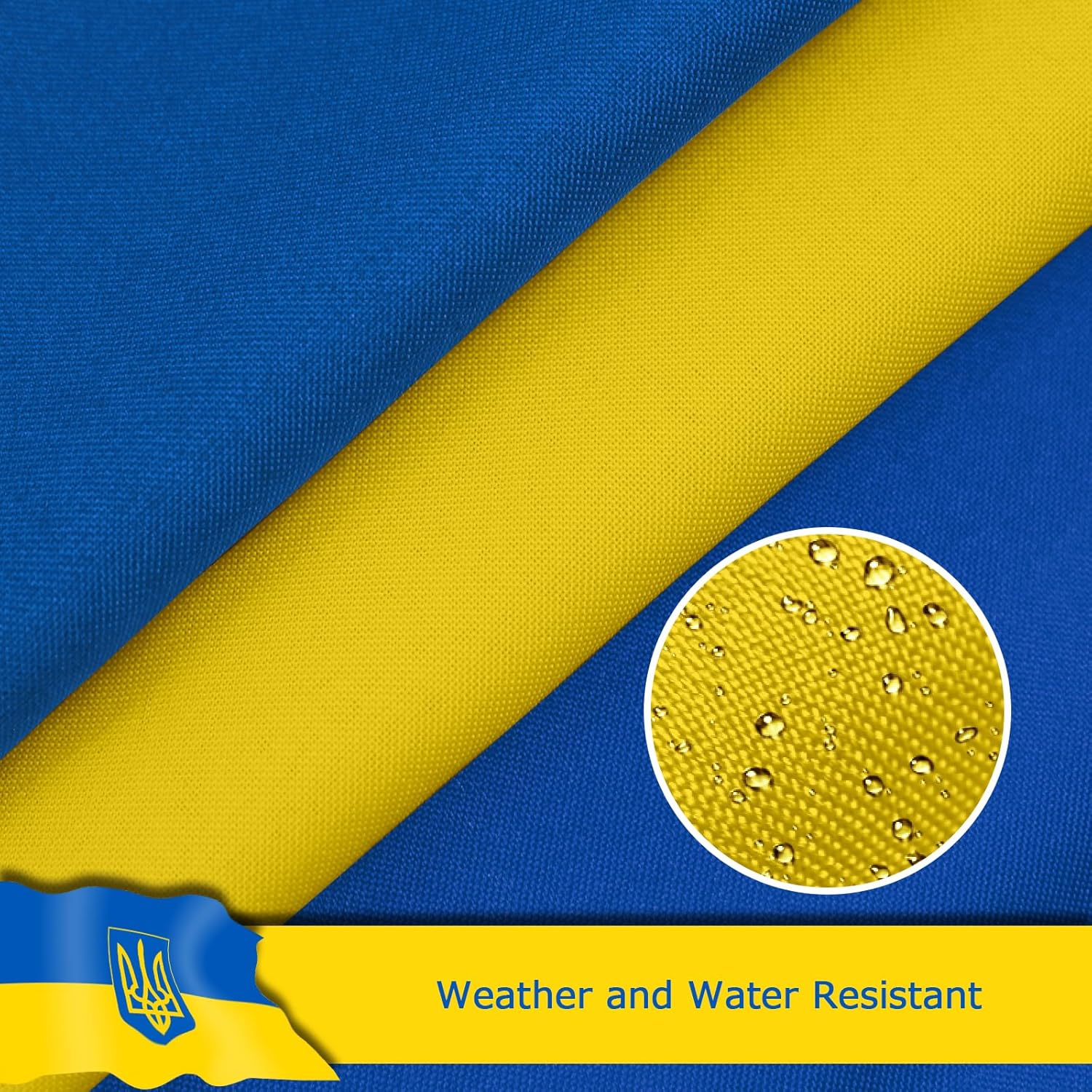Ukraine Ukrainian Coat of Arms Flag for Outside, 400D Heavy Duty Polyester, Double-Sided Printing, Quadruple Stitched Fly Hem, Fade Resistant, 2 Brass Grommets
