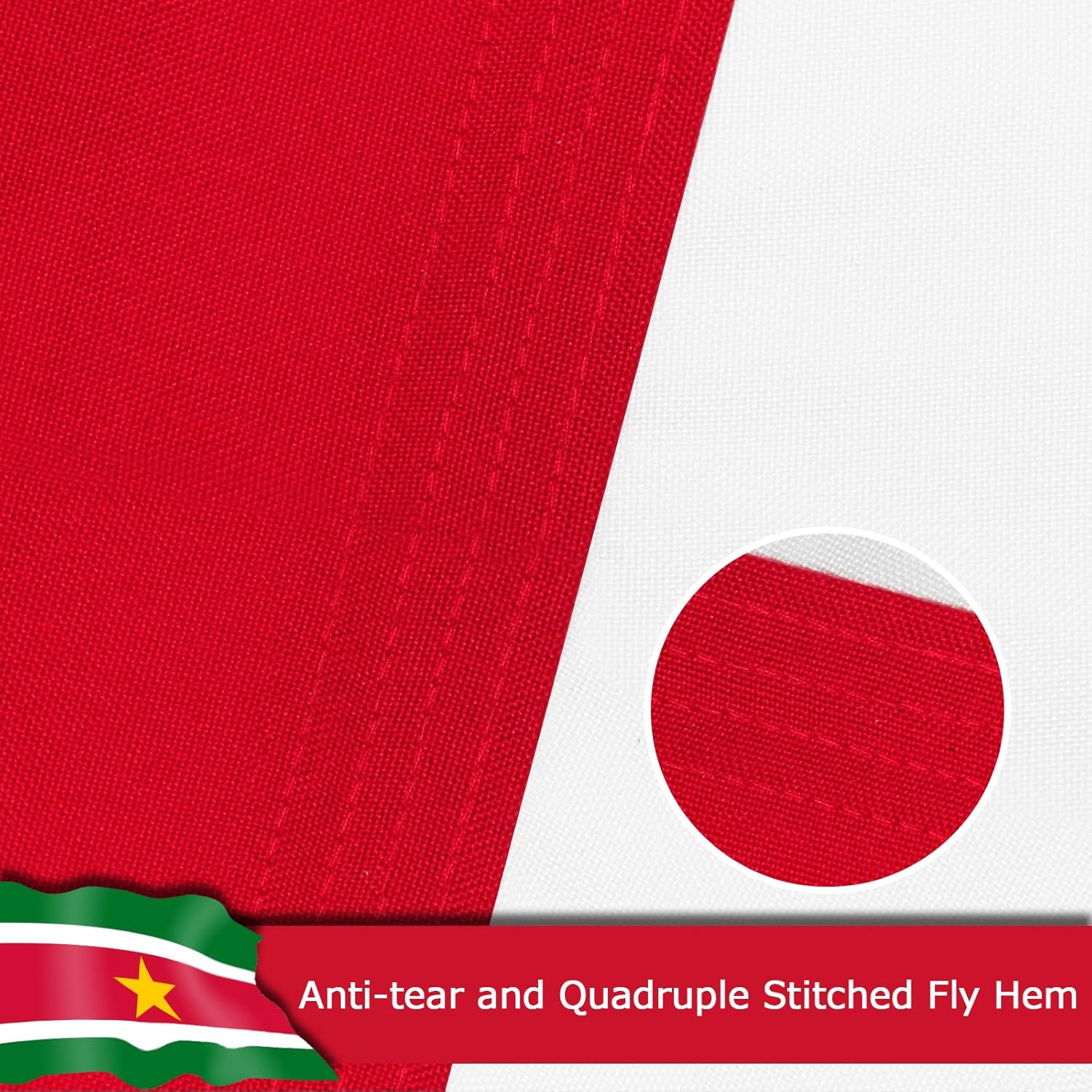 Suriname Surinamese Flag for Outside, 400D Heavy Duty Polyester, Double-Sided Printing, Quadruple Stitched Fly Hem, Fade Resistant, 2 Brass Grommets