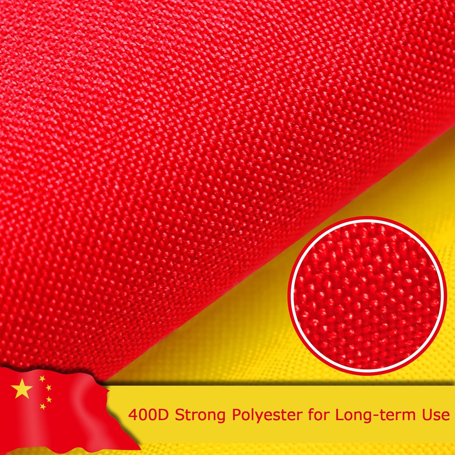 China Chinese Flag for Outside, 400D Heavy Duty Polyester, Double-Sided Printing, Quadruple Stitched Fly Hem, Fade Resistant, 2 Brass Grommets