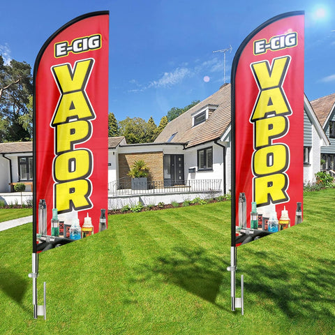 E-cig Vapor Feather Flag: Advertising Banner for E-cig Vapor Business (8ft)