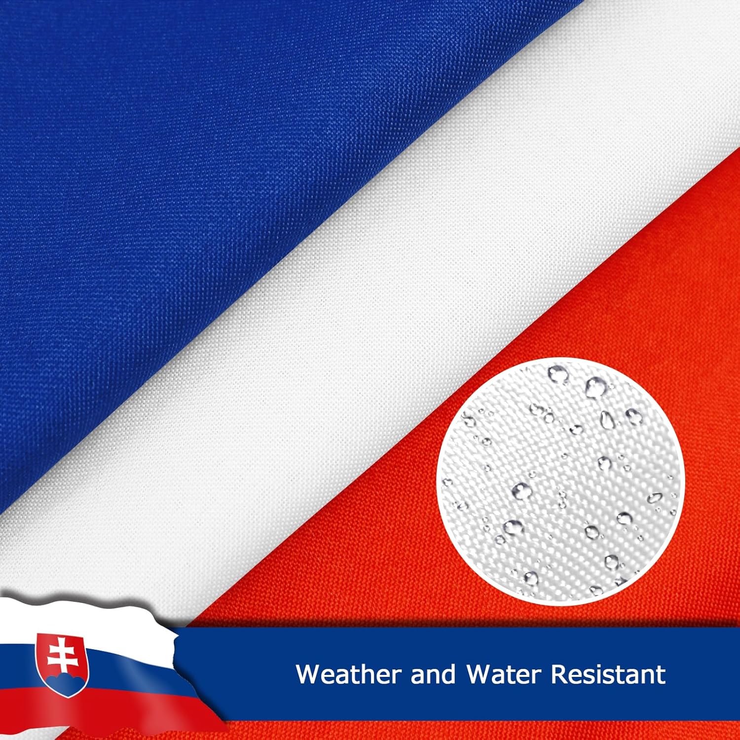 Slovakia Slovakian Flag for Outside, 400D Heavy Duty Polyester, Double-Sided Printing, Quadruple Stitched Fly Hem, Fade Resistant, 2 Brass Grommets