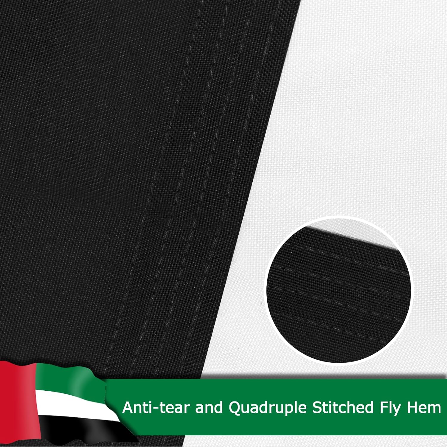 United Arab Emirates Emirati Flag for Outside, 400D Heavy Duty Polyester, Double-Sided Printing, Quadruple Stitched Fly Hem, Fade Resistant, 2 Brass Grommets