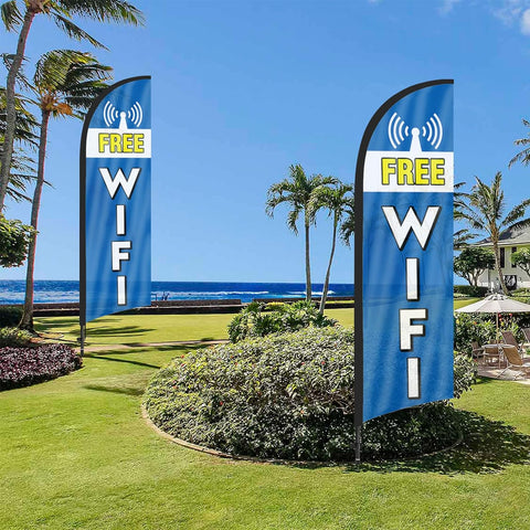 Free WiFi Feather Flag: Advertising Banner for Free WiFi Business (8ft)