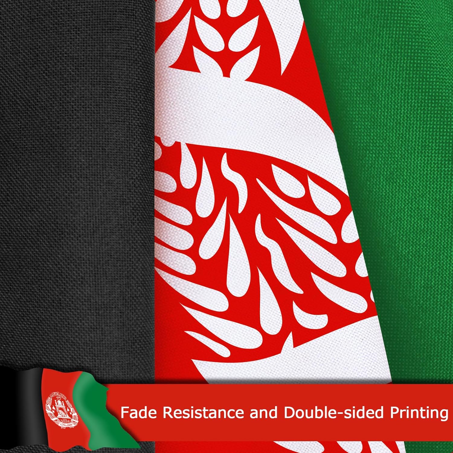 Afghanistan Afghan Flag for Outside, 400D Heavy Duty Polyester, Double-Sided Printing, Quadruple Stitched Fly Hem, Fade Resistant, 2 Brass Grommets