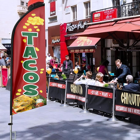 11ft Tacos Feather Flag Kit - Advertising Banner with Pole and Stake - Food Sign