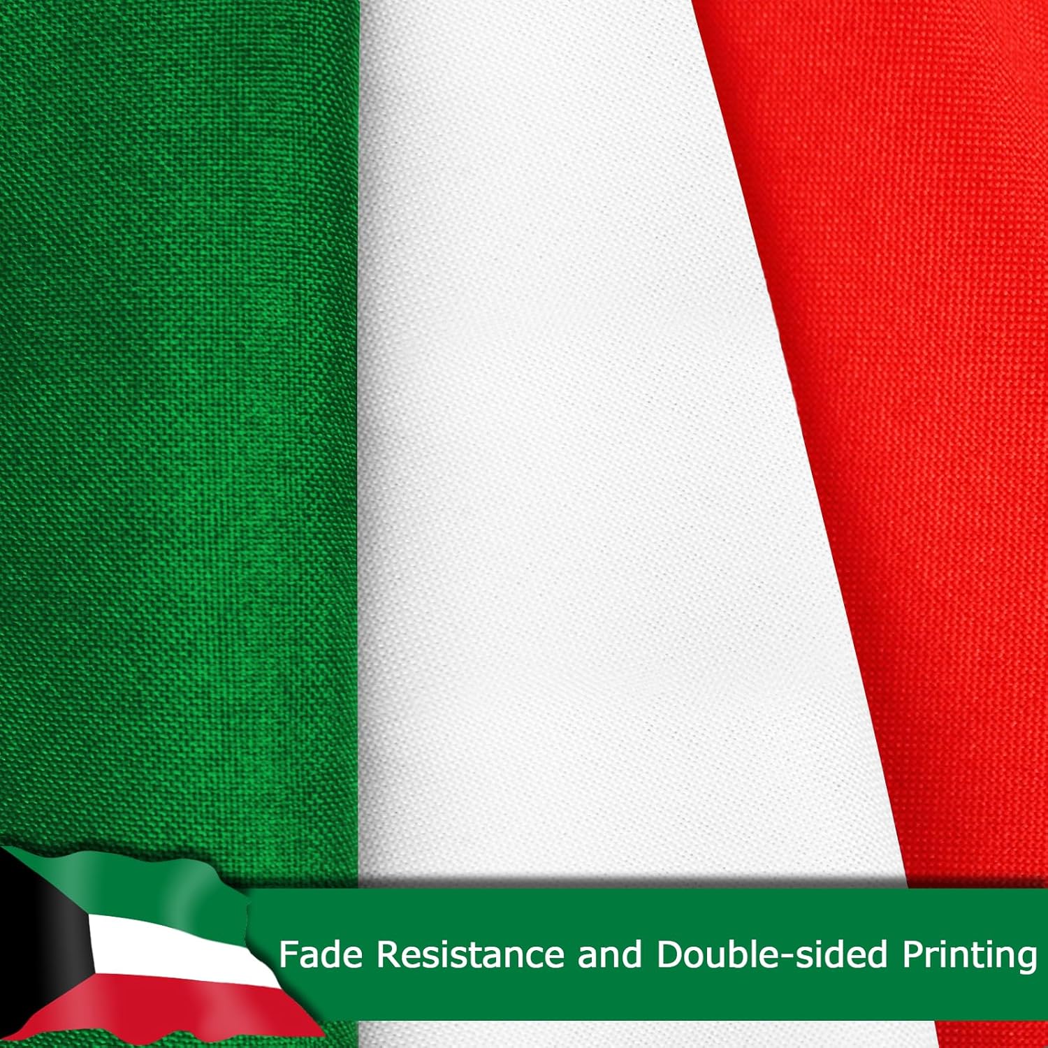 Kuwait Kuwaiti Flag for Outside, 400D Heavy Duty Polyester, Double-Sided Printing, Quadruple Stitched Fly Hem, Fade Resistant, 2 Brass Grommets