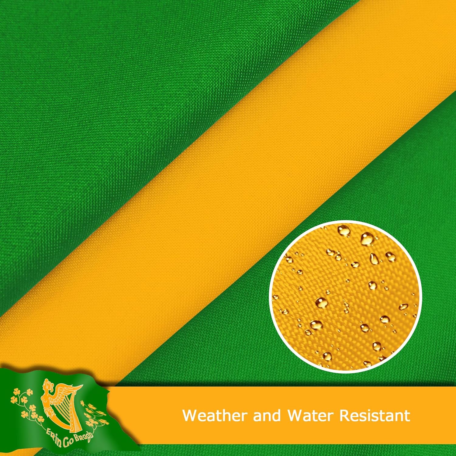 Erin Go Bragh Flag for Outside, 400D Heavy Duty Polyester, Double-Sided Printing, Quadruple Stitched Fly Hem, Fade Resistant, 2 Brass Grommets