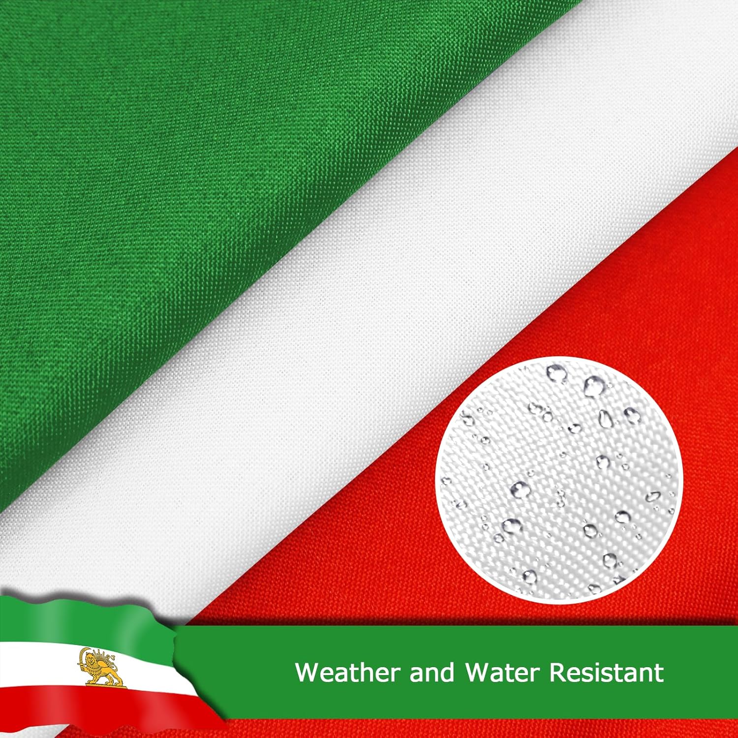Iran Lion Iranian Lion Flag for Outside, 400D Heavy Duty Polyester, Double-Sided Printing, Quadruple Stitched Fly Hem, Fade Resistant, 2 Brass Grommets
