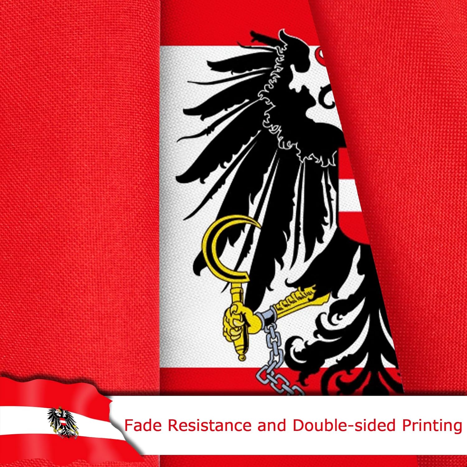 Austria Austrian Coat of Arms Flag for Outside, 400D Heavy Duty Polyester, Double-Sided Printing, Quadruple Stitched Fly Hem, Fade Resistant, 2 Brass Grommets