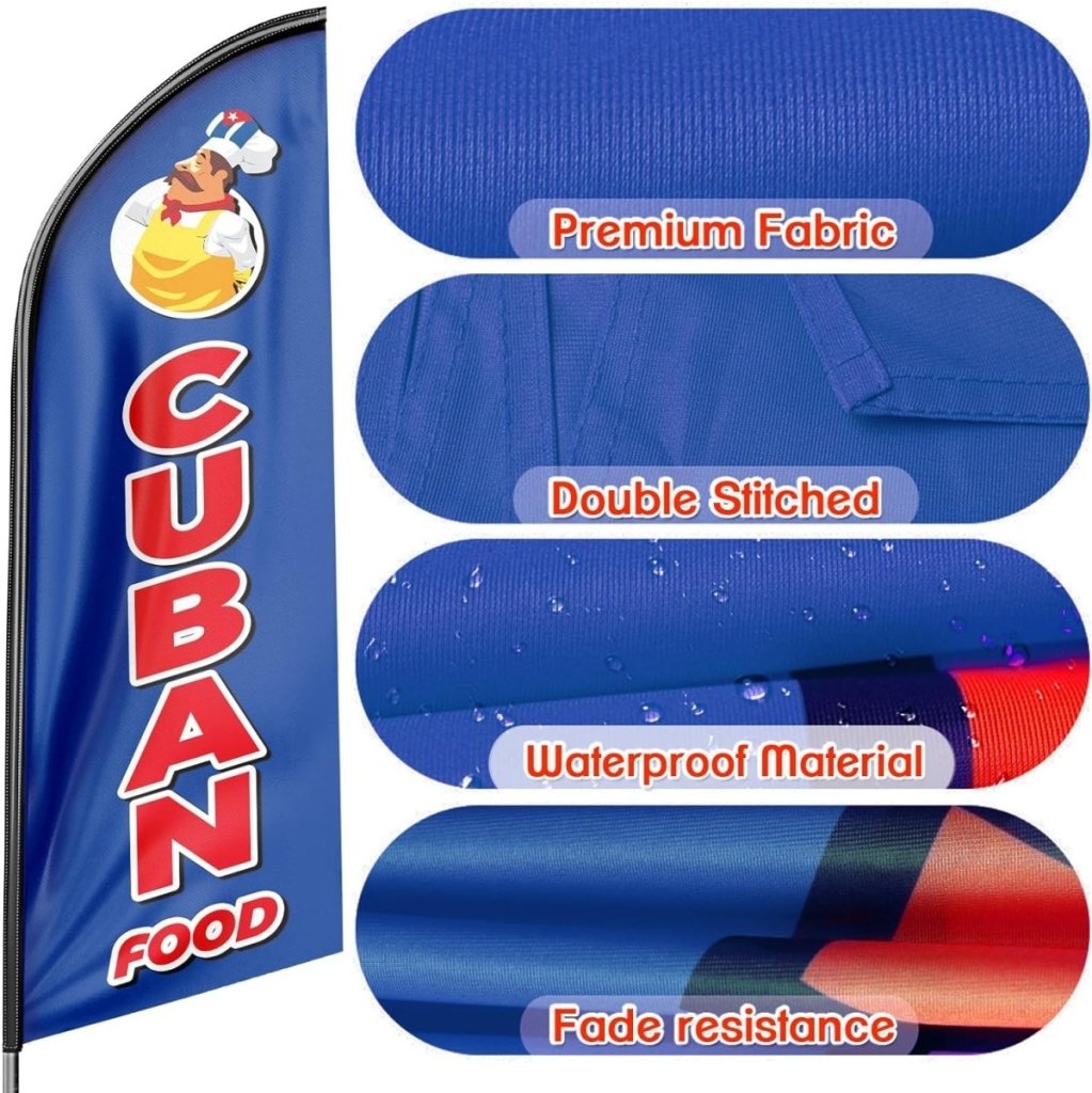 8ft Cuban Food Feather Flag - Boost Your Cuban Food Business!(Flagpole Not Included) - FSFlag