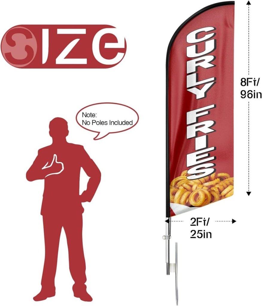 8ft Curly Fries Feather Flag - Advertise Your Curly Fries Business!(Flagpole Not Included) - FSFlag