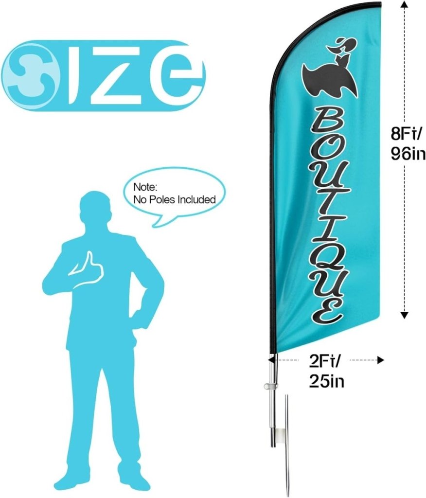 8ft Green Boutique Feather Flag for Boutique Business(Flagpole Not Included) - FSFlag