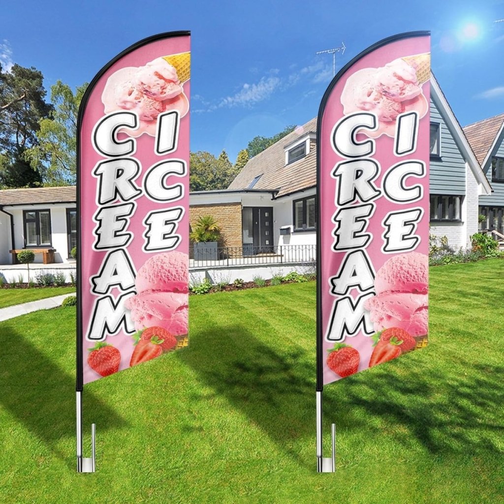 8Ft Ice Cream Swooper Feather Flag for Ice Cream Business(Flagpole Not Included) - FSFlag