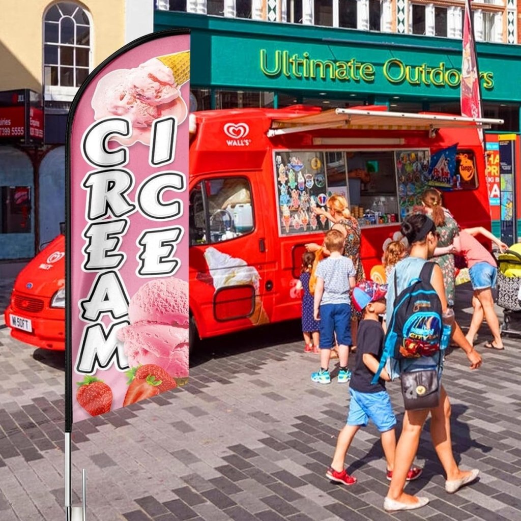 8Ft Ice Cream Swooper Feather Flag for Ice Cream Business(Flagpole Not Included) - FSFlag