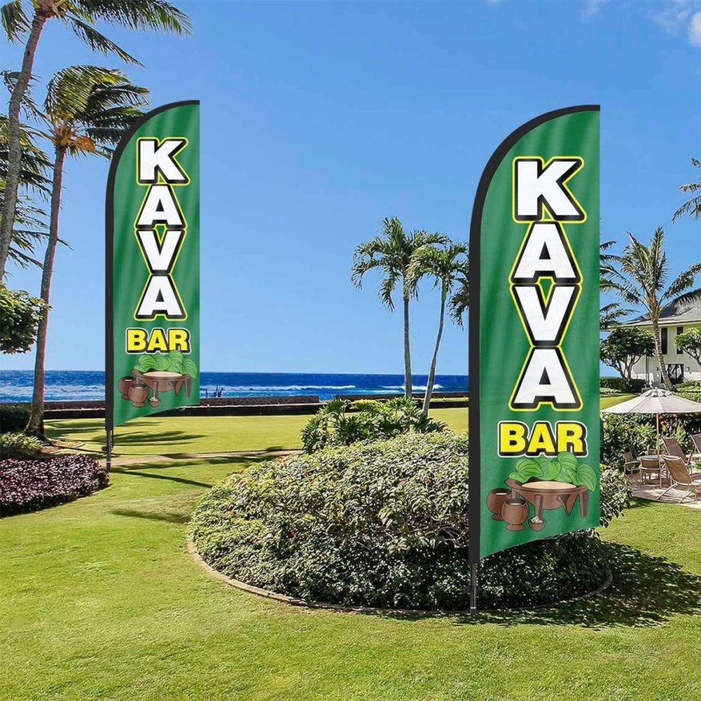 8ft Kava Bar Feather Flag Kit - Advertising Banner with Pole and Stake - FSFlag