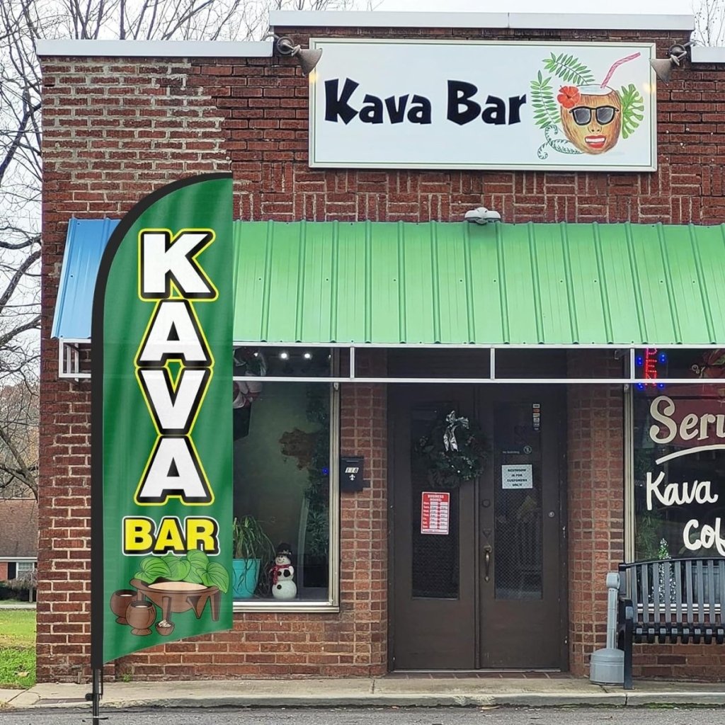 8ft Kava Bar Feather Flag Kit - Advertising Banner with Pole and Stake - FSFlag