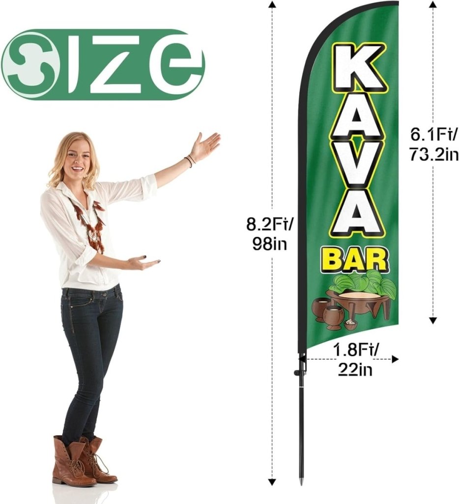 8ft Kava Bar Feather Flag Kit - Advertising Banner with Pole and Stake - FSFlag