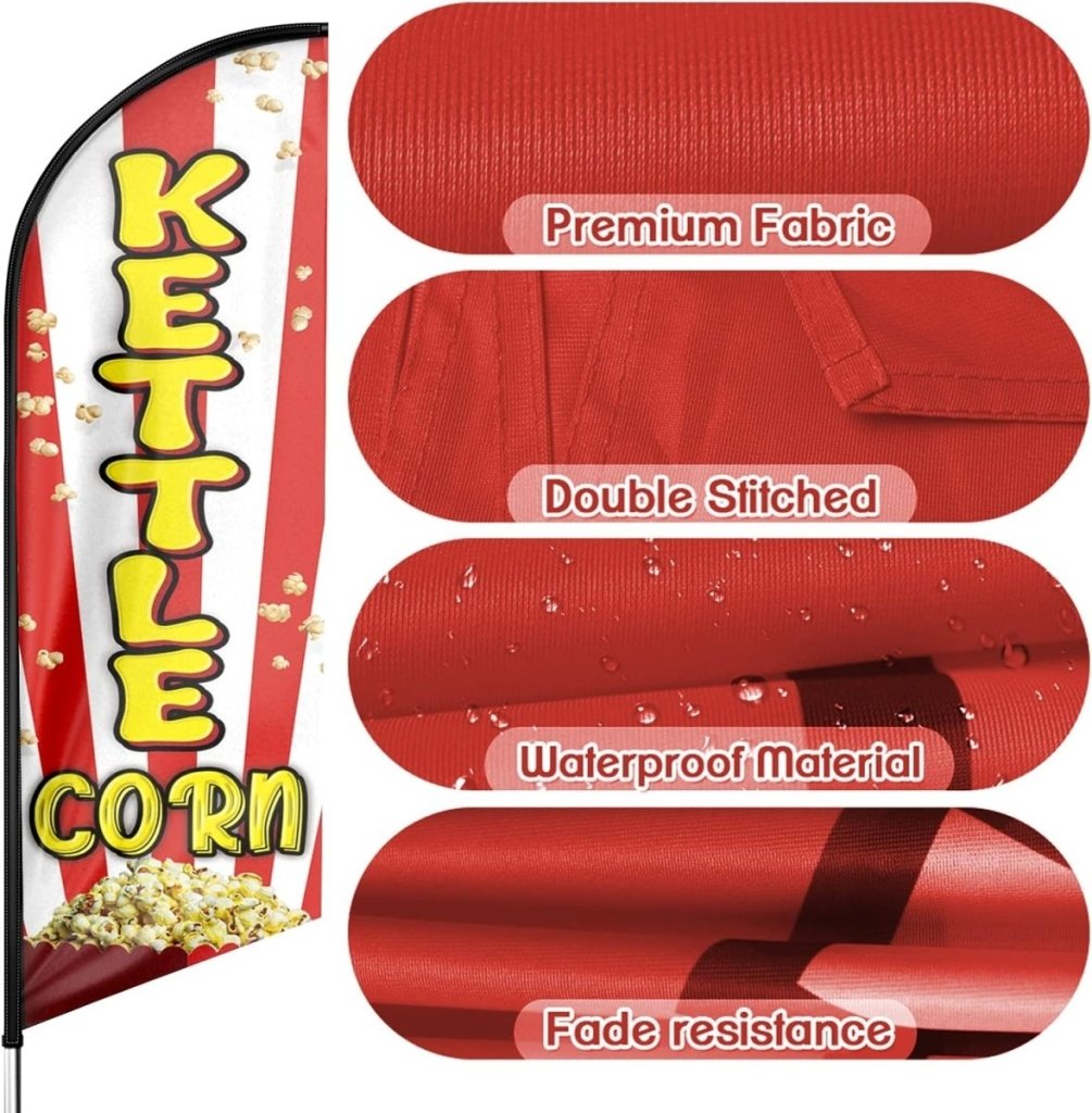 8ft Kettle Corn Feather Flag - Promote Your Kettle Corn Business!(Flagpole Not Included) - FSFlag