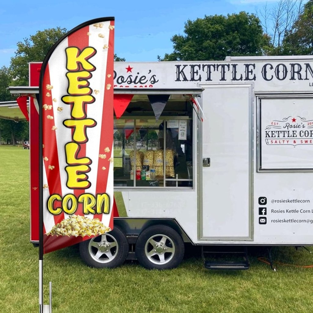 8ft Kettle Corn Feather Flag - Promote Your Kettle Corn Business!(Flagpole Not Included) - FSFlag