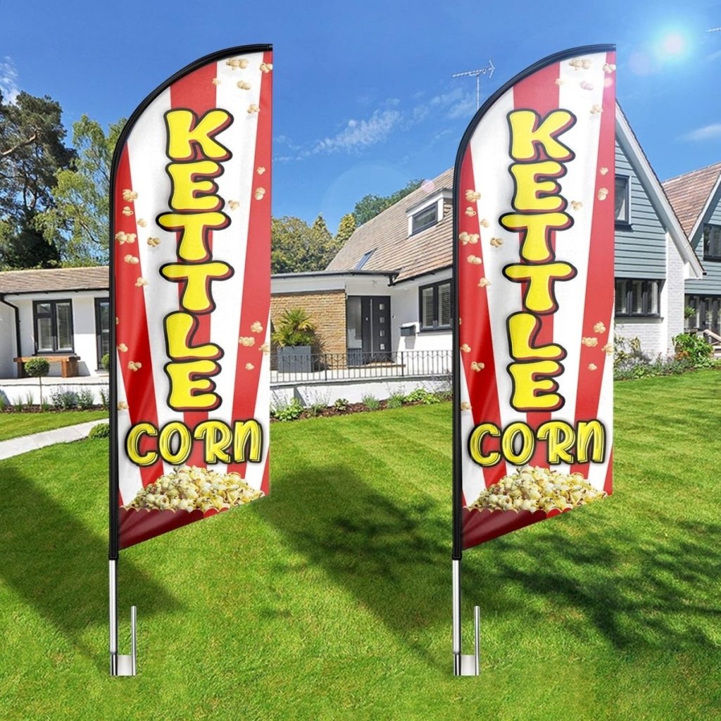 8ft Kettle Corn Feather Flag - Promote Your Kettle Corn Business!(Flagpole Not Included) - FSFlag