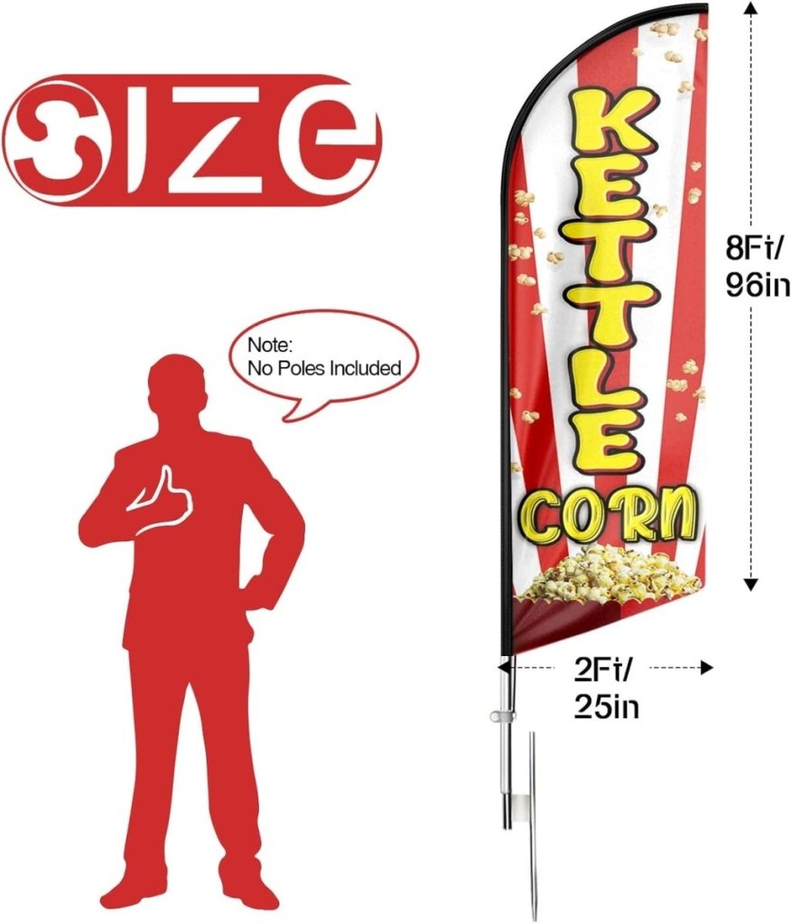 8ft Kettle Corn Feather Flag - Promote Your Kettle Corn Business!(Flagpole Not Included) - FSFlag