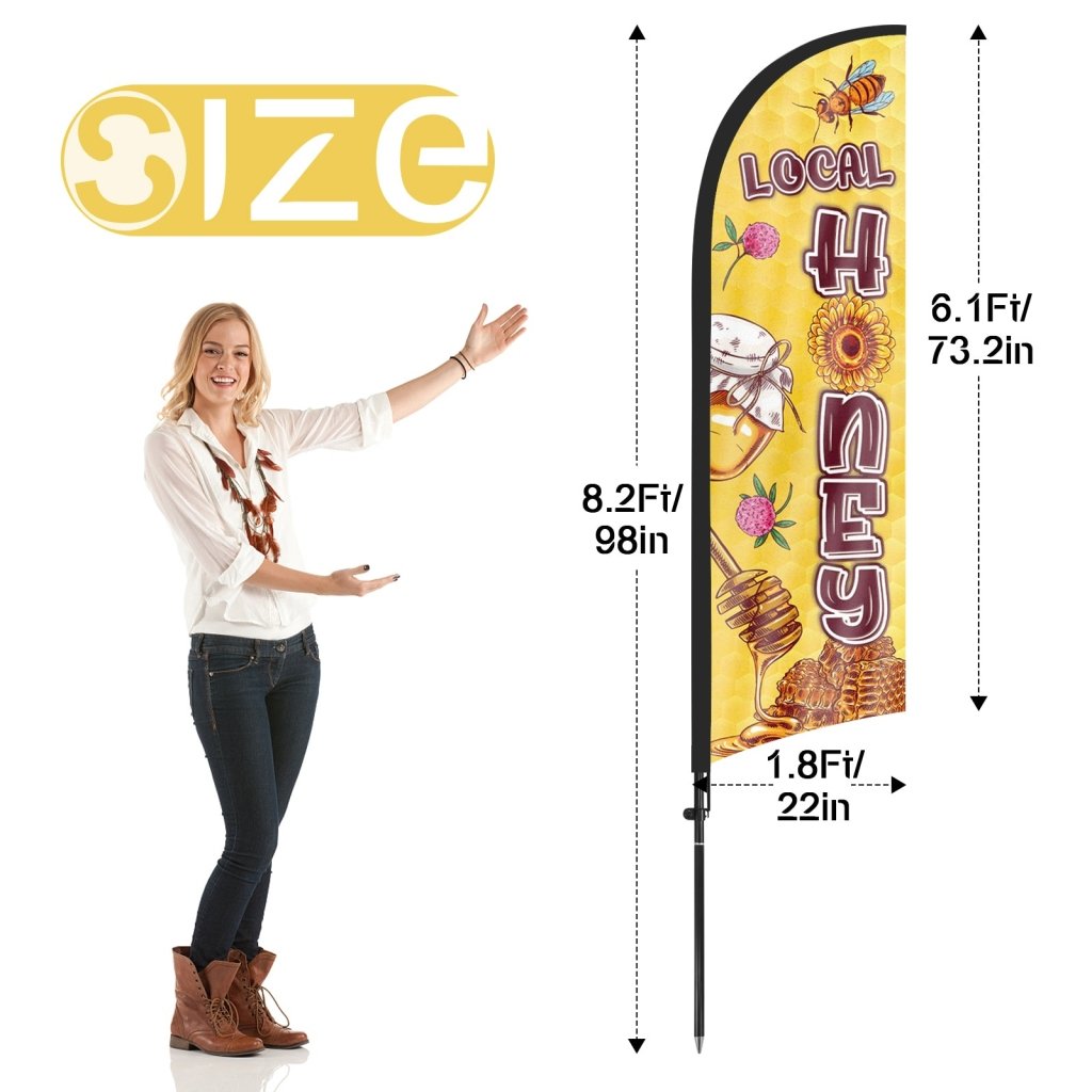 8ft Local Honey Feather Flag with Pole kit