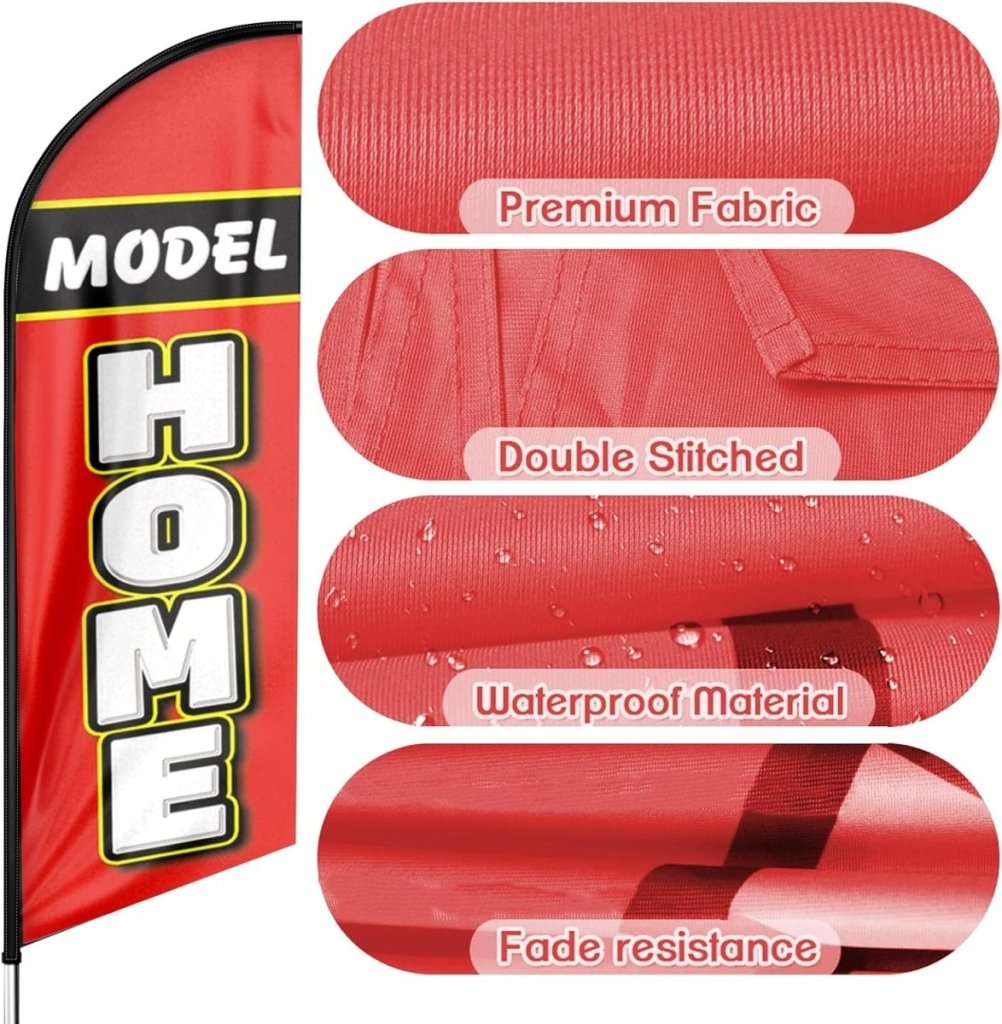 8ft Model Home Real Estate Signs Feather Flag - Stand Out with Advertising Banner!(Flagpole Not Included) - FSFlag