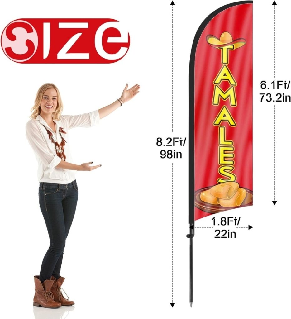 8ft Tamales Feather Flag Kit - tamales for sale sign with Pole and Stake - FSFlag