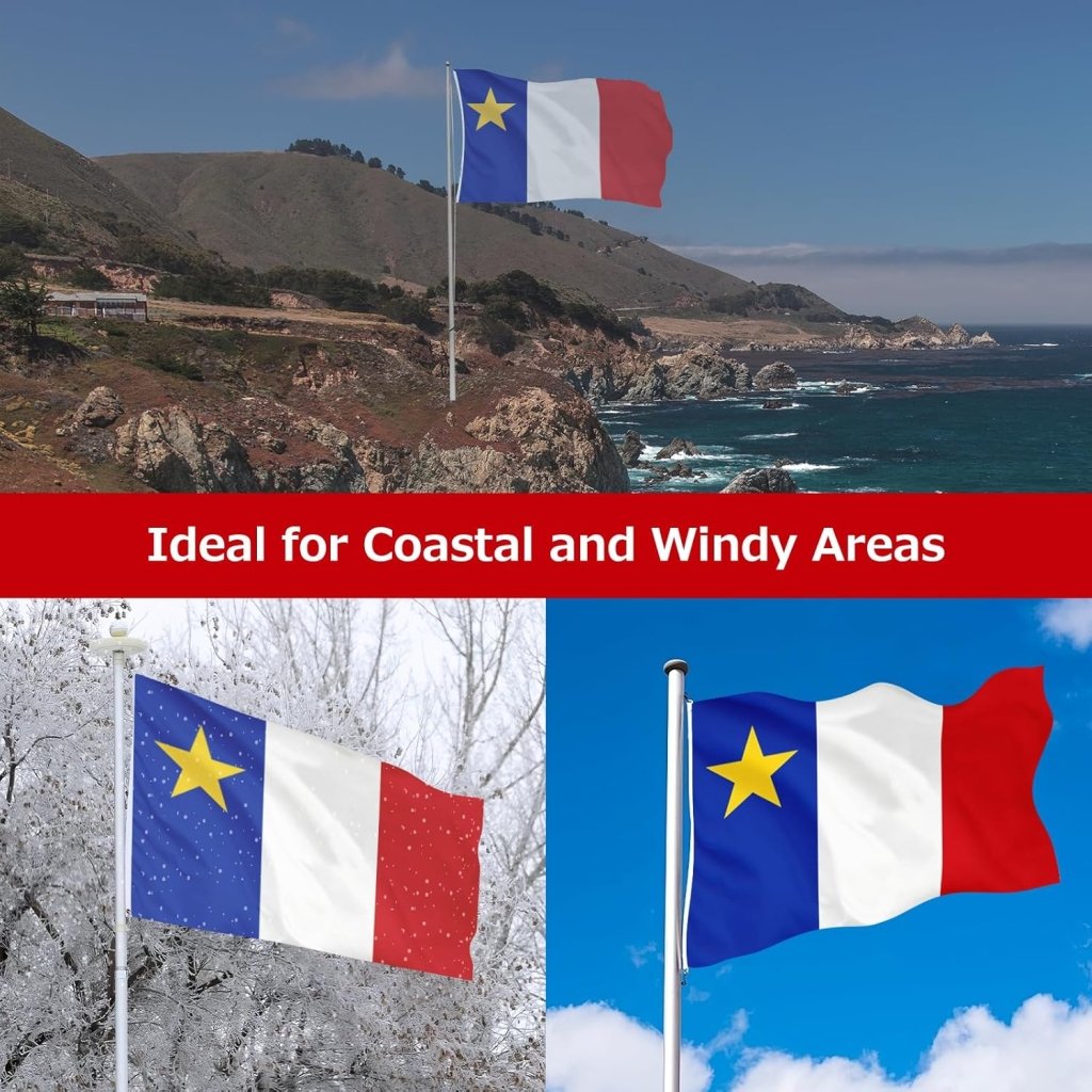 Acadia Flag for Outside, 400D Heavy Duty Polyester, Double - Sided Printing, Quadruple Stitched Fly Hem, Fade Resistant, 2 Brass Grommets