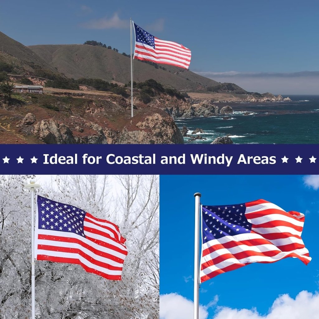 American US Flag for Outside, 400D Heavy Duty Polyester, Double - Sided Printing, Quadruple Stitched Fly Hem, Fade Resistant, 2 Brass Grommets