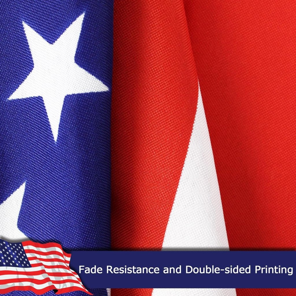 American US Flag for Outside, 400D Heavy Duty Polyester, Double - Sided Printing, Quadruple Stitched Fly Hem, Fade Resistant, 2 Brass Grommets