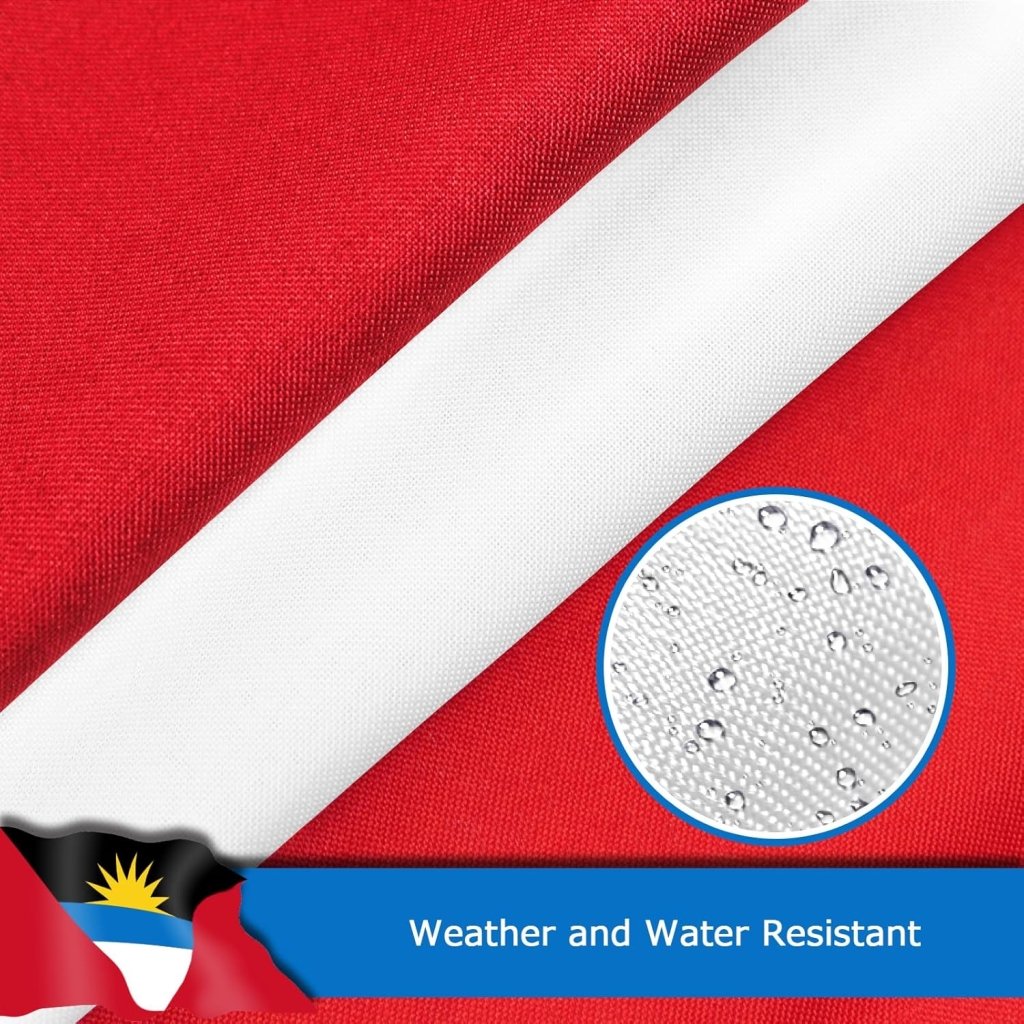 Antigua and Barbuda Antiguan and Barbudan Flag for Outside, 400D Heavy Duty Polyester, Double - Sided Printing, Quadruple Stitched Fly Hem, Fade Resistant, 2 Brass Grommets