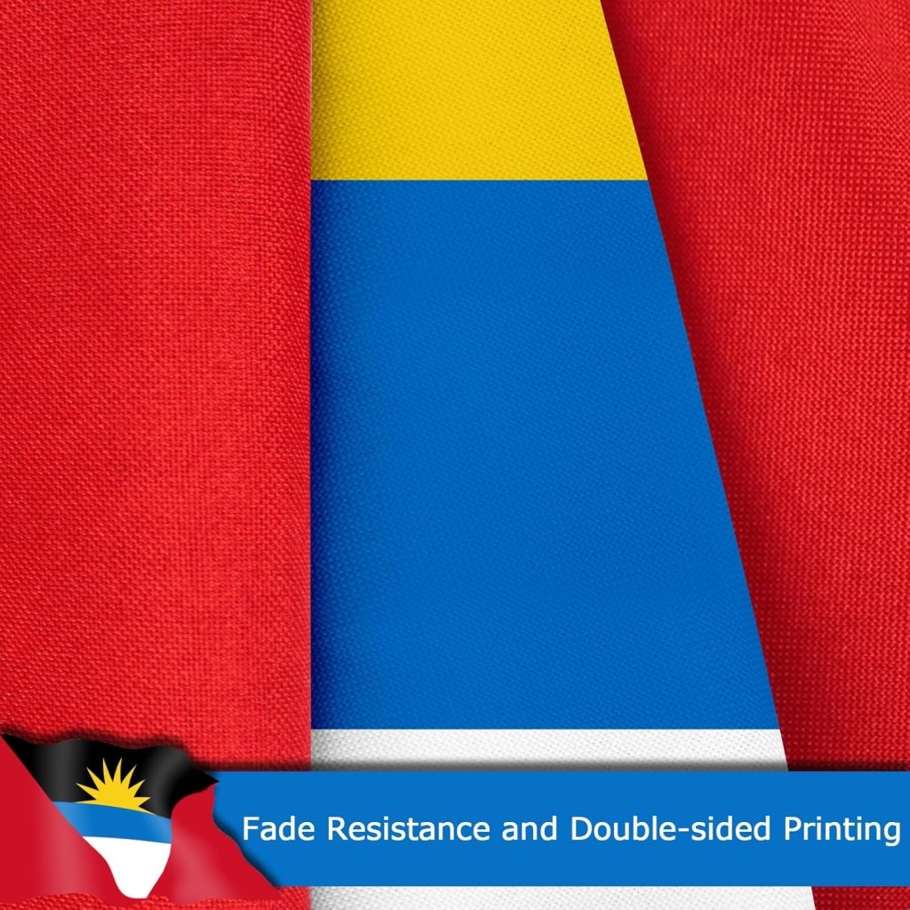 Antigua and Barbuda Antiguan and Barbudan Flag for Outside, 400D Heavy Duty Polyester, Double - Sided Printing, Quadruple Stitched Fly Hem, Fade Resistant, 2 Brass Grommets