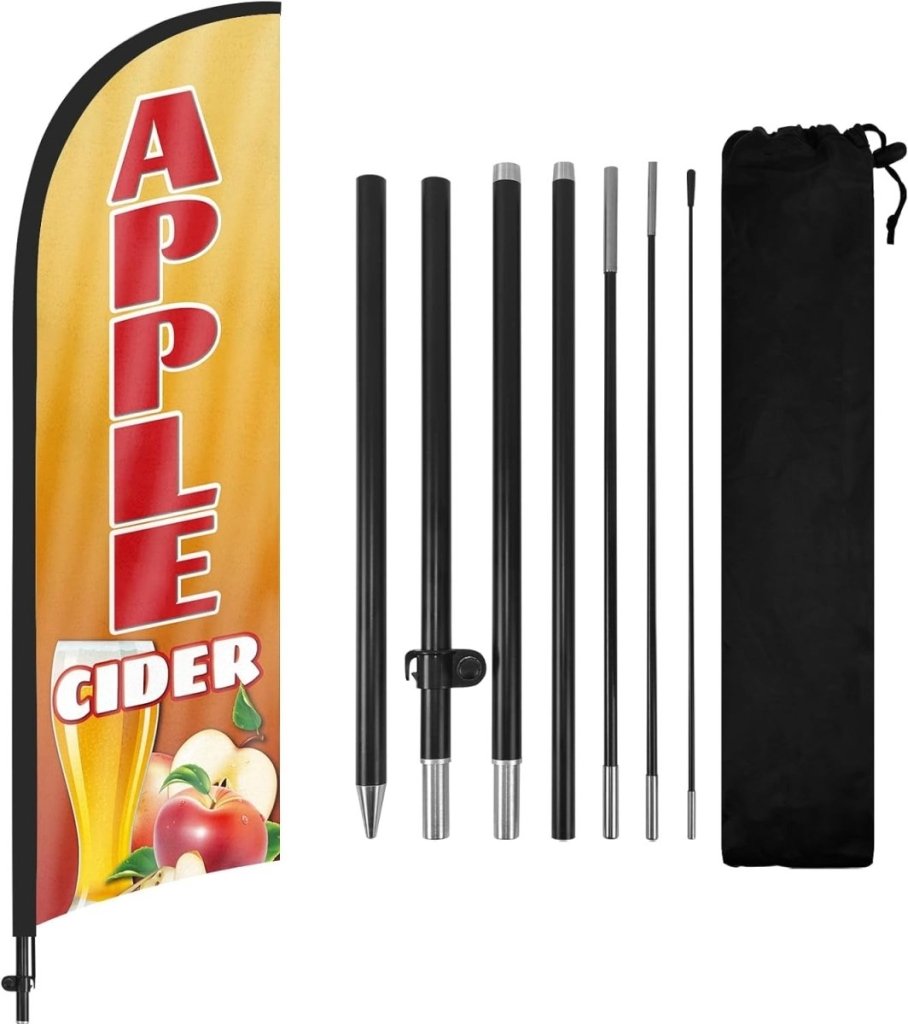 Apple Cider Sign - 8ft Apple Cider Feather Flag Kit with Pole and Stake - FSFlag